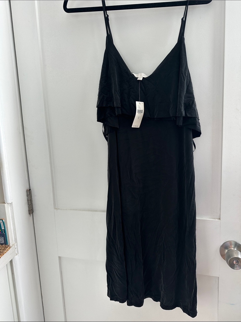 Black Strapless Ruffle Slip Dress